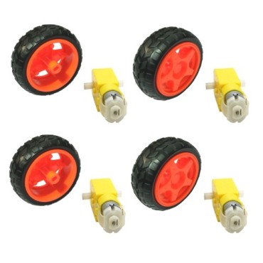 DC BO Dual shaft Gear Motor with Wheels for Smart Car Robot [4 Pieces]